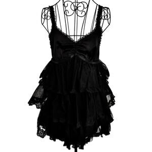 Widow Dolls Kill Ruffled Lace Tulle Babydoll Top Goth Indie Dark Fairy Feminine